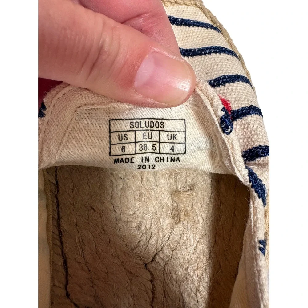 Soludos Bonjour Slip on Organic Espadrille Nautical Resort Vacation Travel - 6